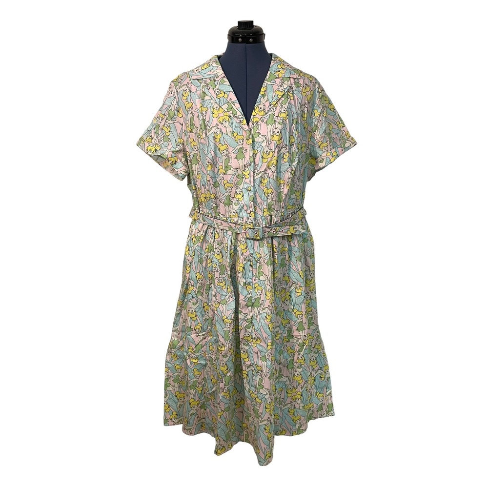 Torrid Disney Tinkerbell Peter Pan Retro Swing Dress Cotton Midi Belted 16 NEW - Picture 2 of 16